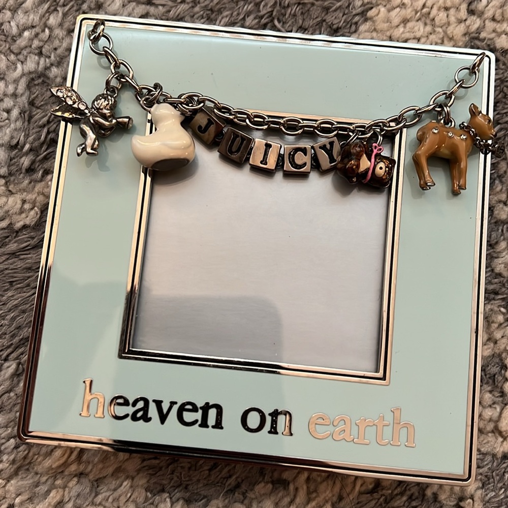 VINTAGE Juicy Couture Heaven on Earth picture frame, blue with charms NWOB! Y2K